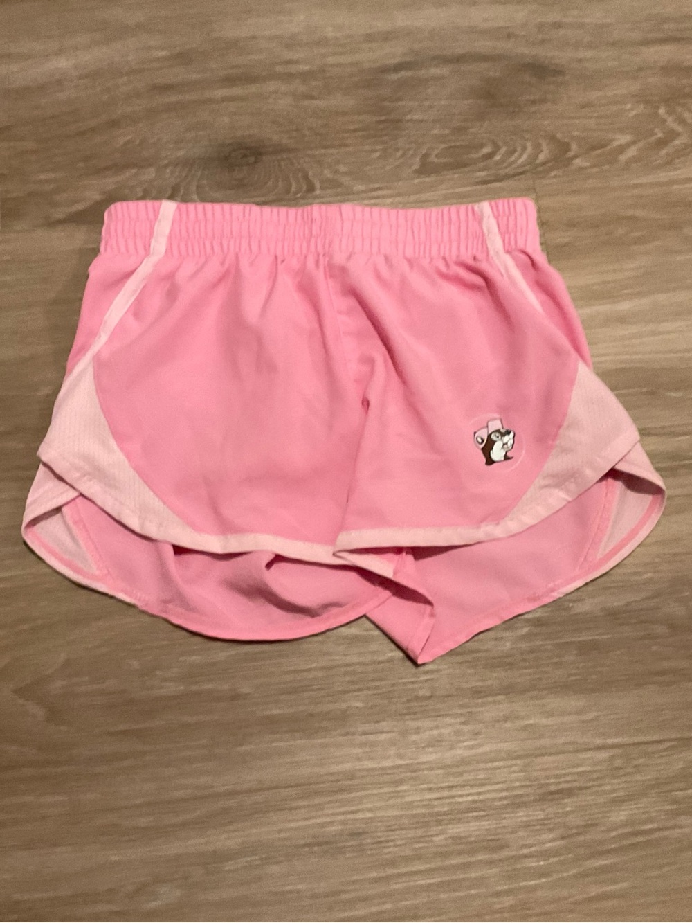 Buc-ees Pink Layered Girls' Athletic Shorts with Buc-ees Logo Accent